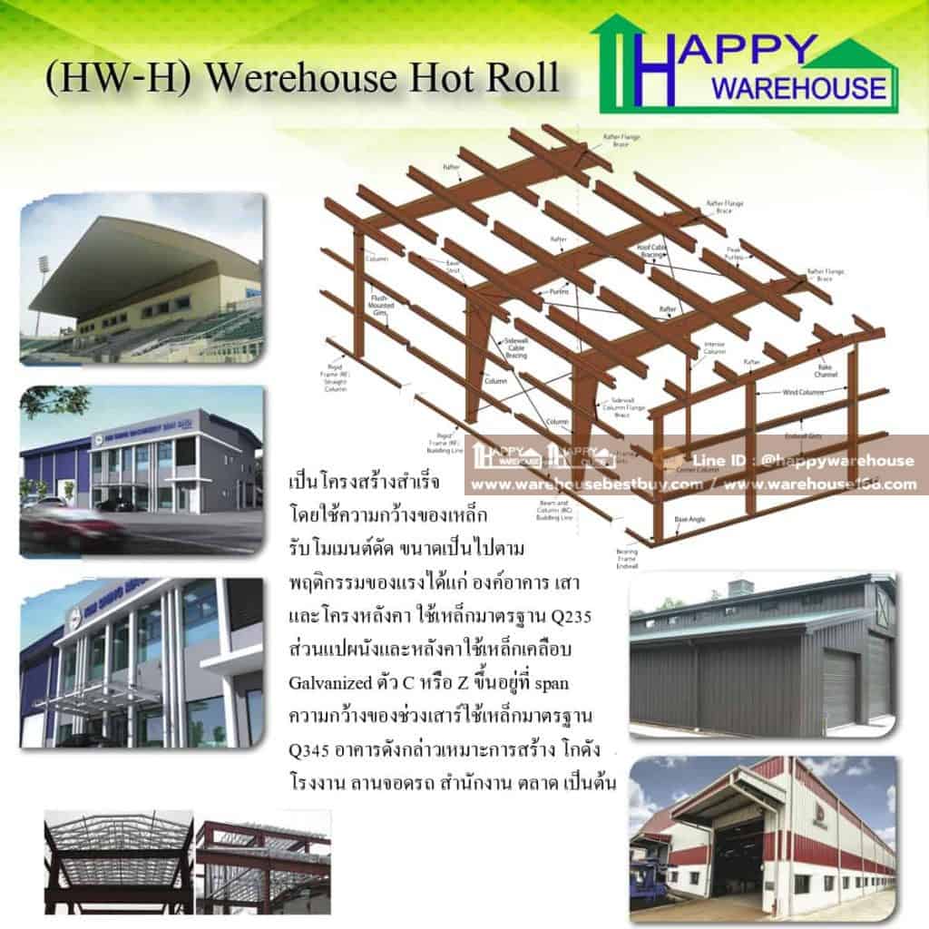 โครงสร้าง HW-H รับสร้างโกดัง รับสร้างโรงงาน รับสร้างคลังสินค้า Happy Warehose